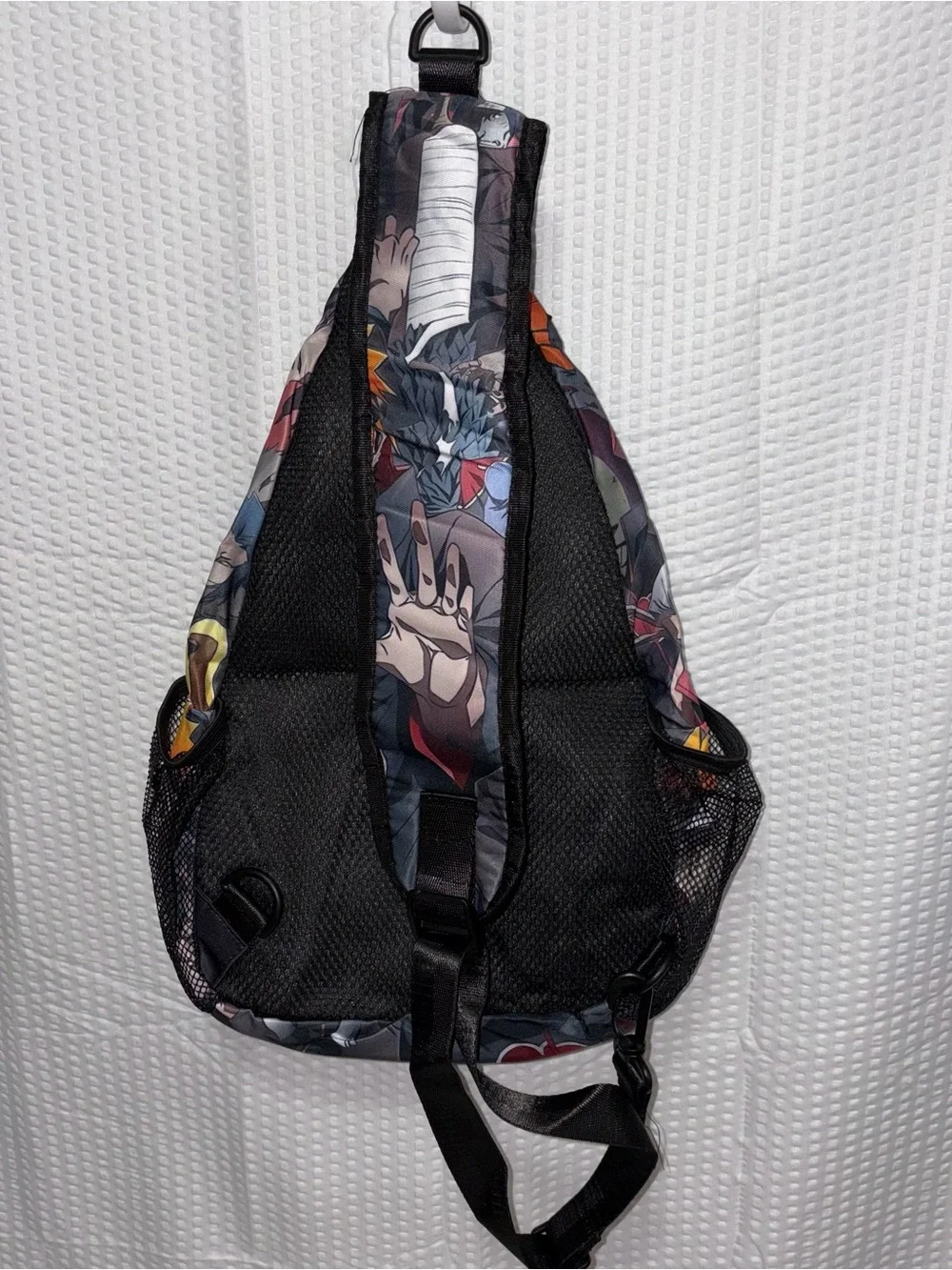 New! 2 Piece Anime Naruto Print Black Backpack And Sling Bag